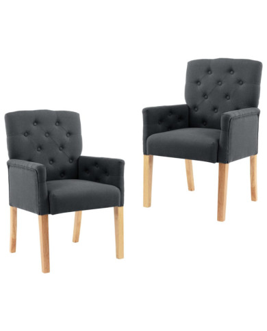 Chaises à manger avec accoudoirs lot de 2 gris tissu | Mobilier & Déco