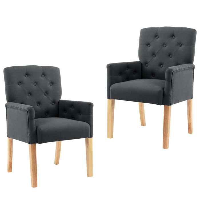 Chaises à manger avec accoudoirs lot de 2 gris tissu | Mobilier & Déco