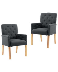 Chaises à manger avec accoudoirs lot de 2 gris tissu | Mobilier & Déco