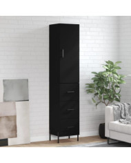 Buffet haut Noir 34,5x34x180 cm Bois d'ingénierie | Mobilier & Déco