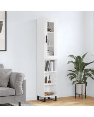Buffet haut Blanc brillant 34,5x34x180 cm Bois d'ingénierie | Mobilier & Déco