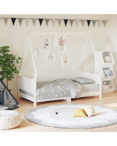 Cadre de lit pour enfant blanc 80x160 cm bois de pin massif | Mobilier & Déco