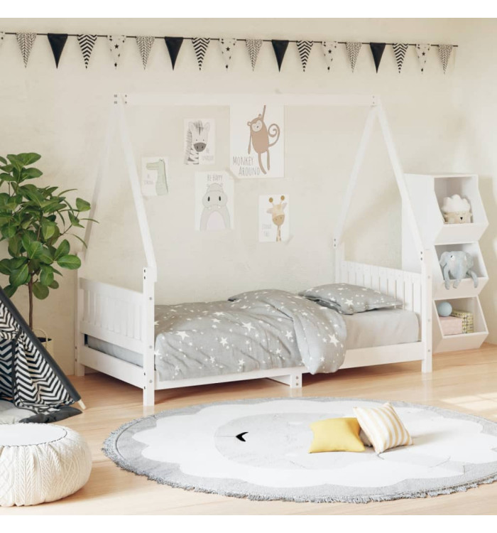 Cadre de lit pour enfant blanc 80x160 cm bois de pin massif | Mobilier & Déco