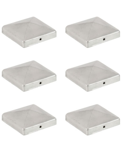 Bouchons de poteau de clôture 6 pcs Métal galvanisé 101x101 mm | Mobilier & Déco