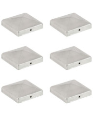 Bouchons de poteau de clôture 6 pcs Métal galvanisé 101x101 mm | Mobilier & Déco