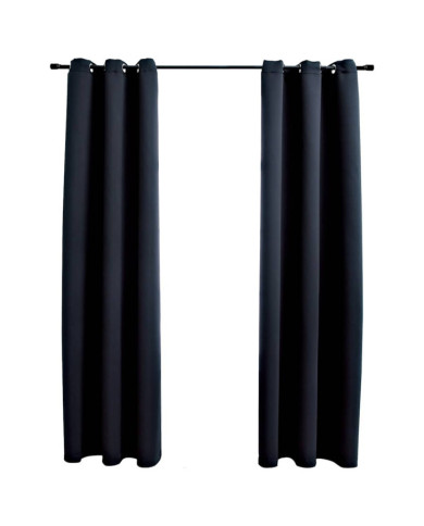 Rideaux occultants avec anneaux 2 pièces Noir 97x213 cm Tissu | Mobilier & Déco