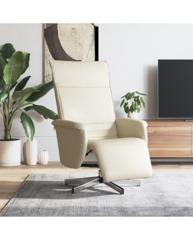 Fauteuil inclinable avec repose-pieds crème similicuir | Mobilier & Déco