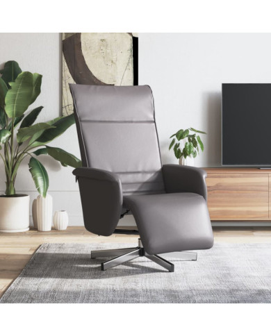 Fauteuil inclinable avec repose-pieds gris similicuir | Mobilier & Déco