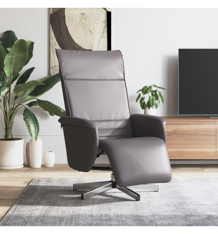 Fauteuil inclinable avec repose-pieds gris similicuir | Mobilier & Déco