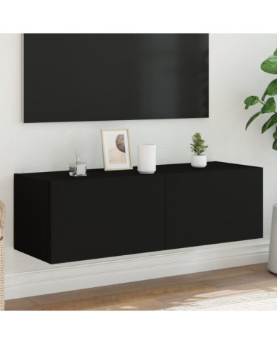 Meuble TV mural avec lumières LED noir 100x35x31 cm | Mobilier & Déco