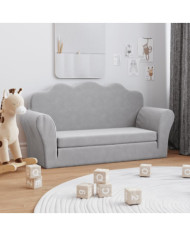 Canapé-lit enfants 2 places gris clair peluche douce | Mobilier & Déco