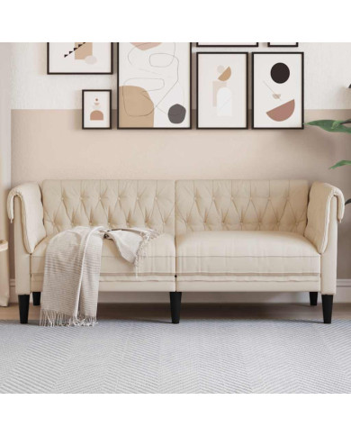 Canapé Chesterfield 2 places lin | Mobilier & Déco