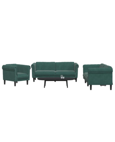Ensemble de canapés 3 pcs vert foncé velours | Mobilier & Déco