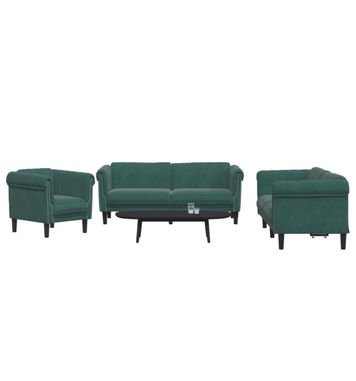 Ensemble de canapés 3 pcs vert foncé velours | Mobilier & Déco