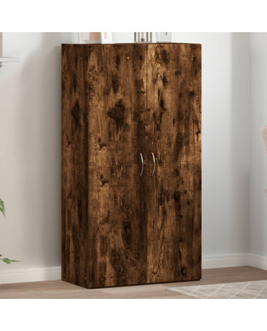 Armoire de classement chêne fumé 60x32x115 cm bois d'ingénierie | Mobilier & Déco