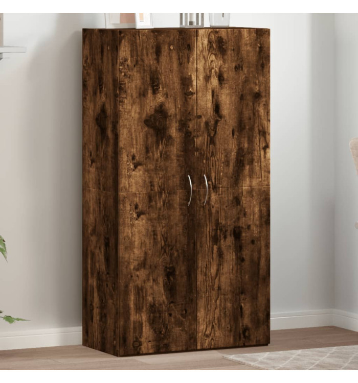 Armoire de classement chêne fumé 60x32x115 cm bois d'ingénierie | Mobilier & Déco