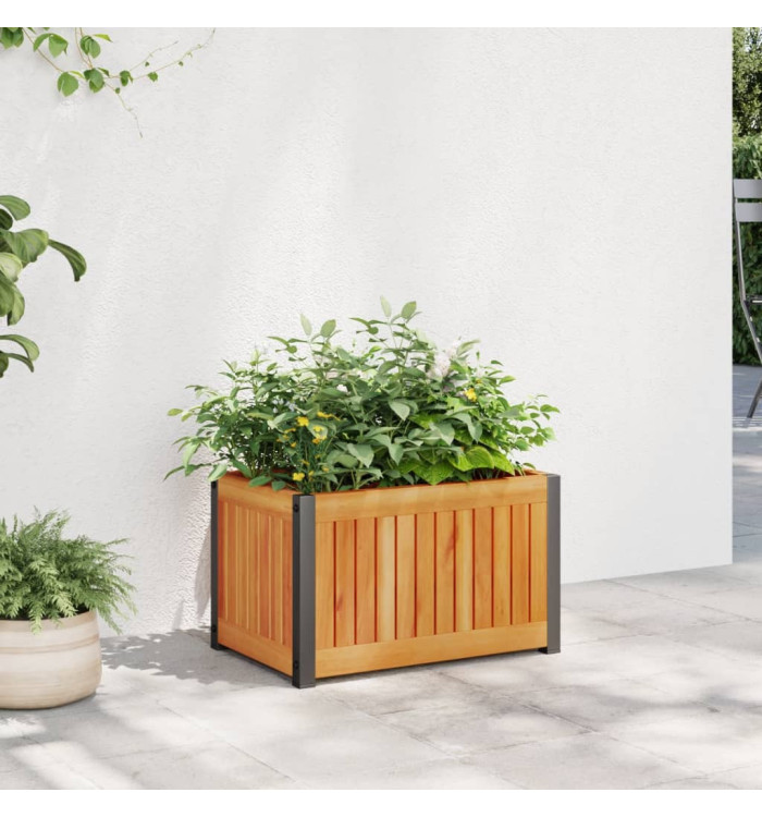 Jardinière 45x30x27,5 cm bois massif d'acacia et acier | Mobilier & Déco