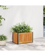 Jardinière 45x30x27,5 cm bois massif d'acacia et acier | Mobilier & Déco