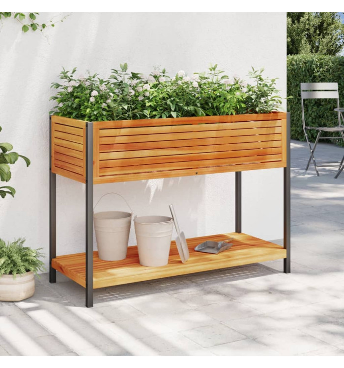 Jardinière et étagère 110x45x80cm bois massif d'acacia et acier | Mobilier & Déco