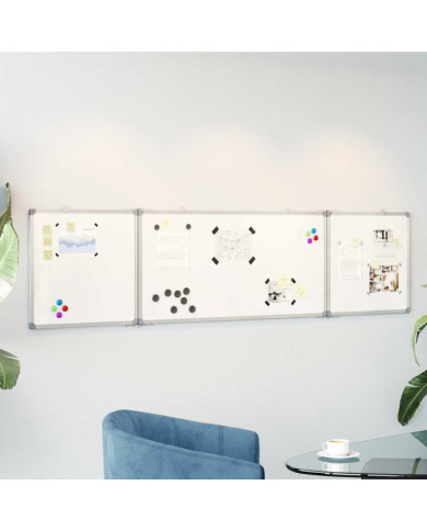 Tableau blanc magnétique pliable 200x50x1,7 cm aluminium | Mobilier & Déco