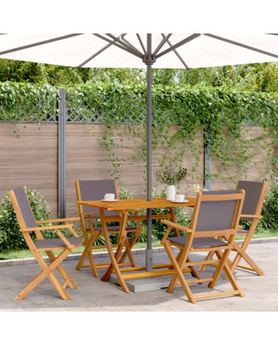 Ensemble à manger de jardin 5 pcs anthracite tissu bois massif | Mobilier & Déco