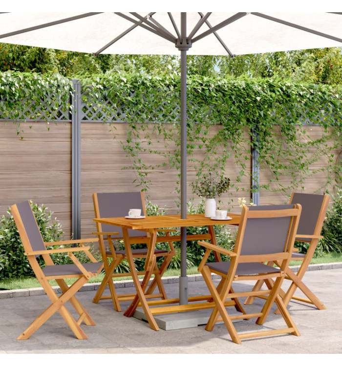 Ensemble à manger de jardin 5 pcs anthracite tissu bois massif | Mobilier & Déco