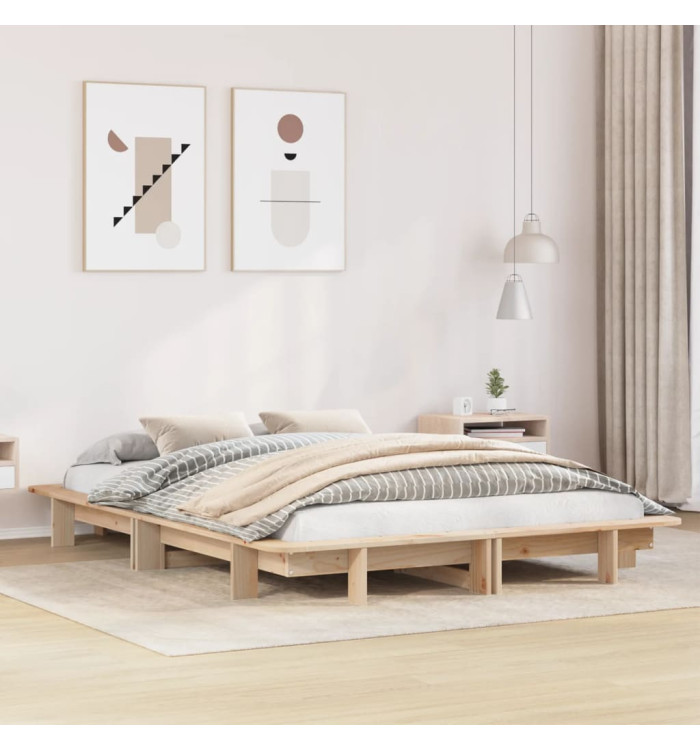 Cadre de lit sans matelas 140x200 cm bois massif de pin | Mobilier & Déco