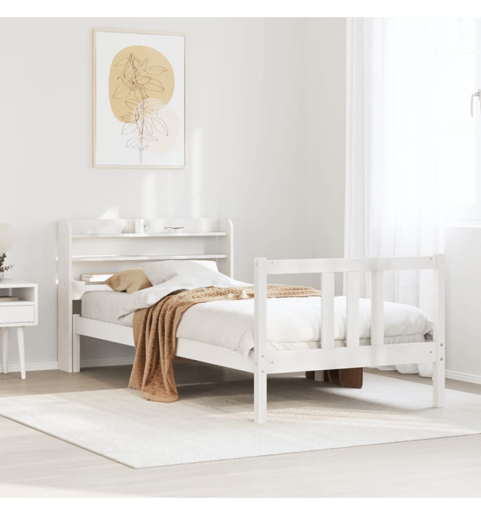 Cadre de lit avec tête de lit sans matelas blanc 90x200 cm | Mobilier & Déco