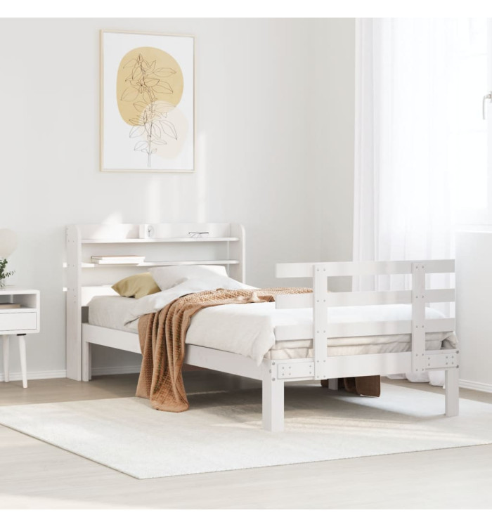 Cadre de lit avec tête de lit sans matelas blanc 90x200 cm | Mobilier & Déco