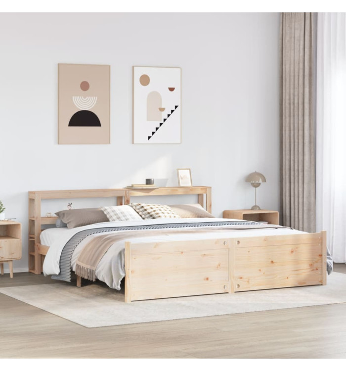 Cadre de lit avec tête de lit sans matelas 200x200 cm | Mobilier & Déco