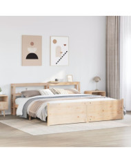 Cadre de lit avec tête de lit sans matelas 200x200 cm | Mobilier & Déco