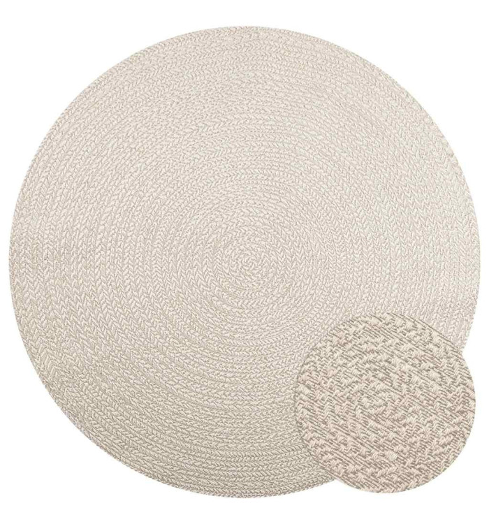 Tapis ZIZUR crème Ø 200cm aspect de jute intérieur et extérieur | Mobilier & Déco