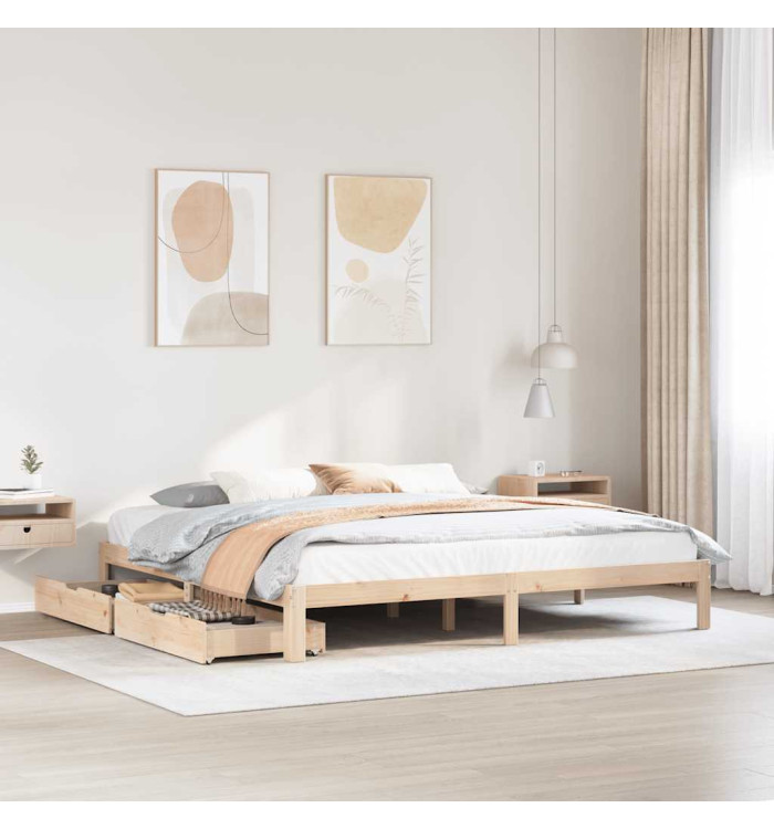 Cadre de lit avec tiroirs sans matelas 180x200 cm | Mobilier & Déco