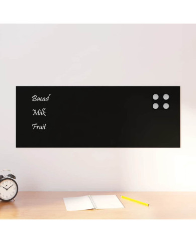 Tableau noir magnétique mural Noir 80x30 cm Verre trempé | Mobilier & Déco