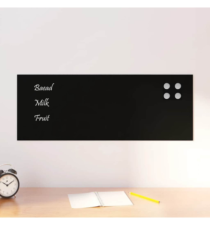 Tableau noir magnétique mural Noir 80x30 cm Verre trempé | Mobilier & Déco