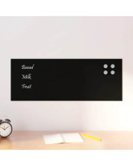 Tableau noir magnétique mural Noir 80x30 cm Verre trempé | Mobilier & Déco