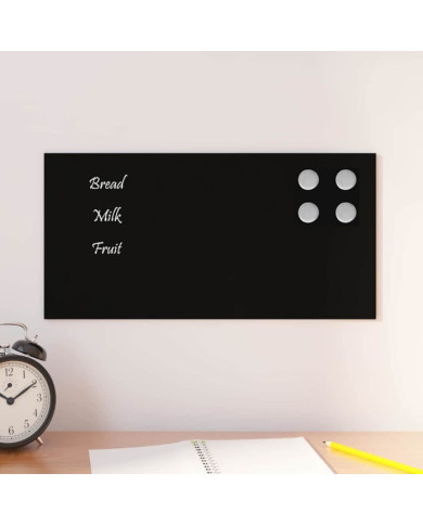 Tableau noir magnétique mural Noir 40x20 cm Verre trempé | Mobilier & Déco