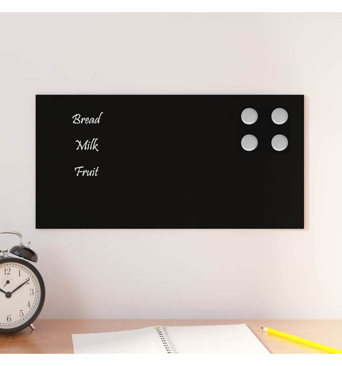 Tableau noir magnétique mural Noir 40x20 cm Verre trempé | Mobilier & Déco