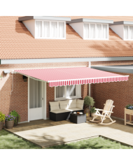 Store rétractable manuel avec rayures rouges et blanches 450x350 cm | Mobilier & Déco