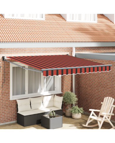 Auvent Rétractable Manuel Orange et Marron 300x250 cm | Mobilier & Déco