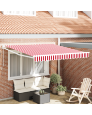 Store rétractable manuel rayé rouge et blanc 350x250 cm | Mobilier & Déco