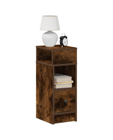 Table de chevet avec tiroir chêne fumé 25x31x66 cm | Mobilier & Déco
