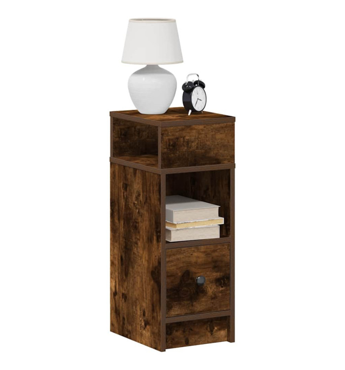 Table de chevet avec tiroir chêne fumé 25x31x66 cm | Mobilier & Déco