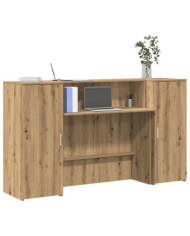Bureau réception chêne artisanal 180x50x103,5cm bois ingénierie | Mobilier & Déco