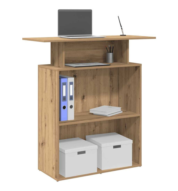 Bureau réception chêne artisanal 100x40x104 cm bois ingénierie | Mobilier & Déco