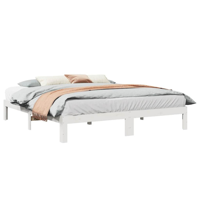 Cadre de lit sans matelas blanc 180x200 cm bois massif de pin | Mobilier & Déco