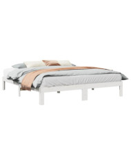Cadre de lit sans matelas blanc 180x200 cm bois massif de pin | Mobilier & Déco