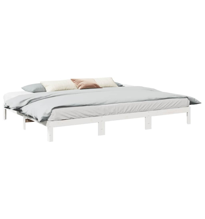 Cadre de lit familial sans matelas blanc 270x200 cm | Mobilier & Déco