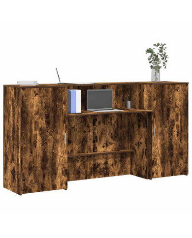 Bureau de réception chêne fumé 200x50x103,5cm bois d'ingénierie | Mobilier & Déco