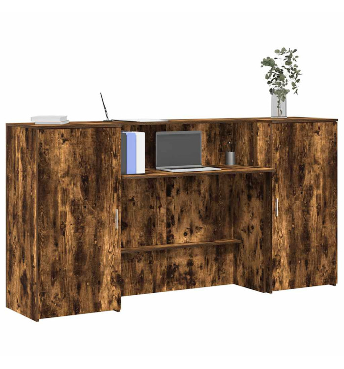 Bureau de réception chêne fumé 200x50x103,5cm bois d'ingénierie | Mobilier & Déco